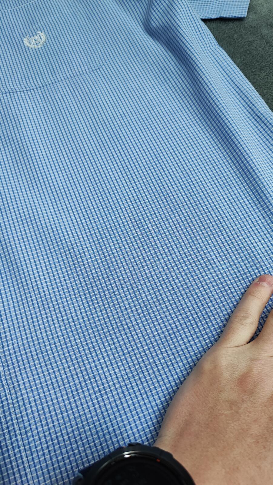 Vintage Chaps Checked Short Sleeve Shirt Large Blue White 90s Retro Casual Dad