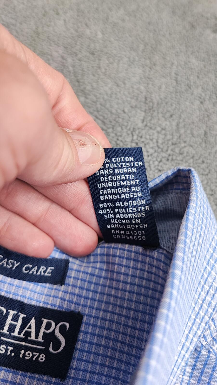 Vintage Chaps Checked Short Sleeve Shirt Large Blue White 90s Retro Casual Dad