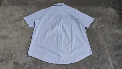 Vintage Chaps Checked Short Sleeve Shirt Large Blue White 90s Retro Casual Dad