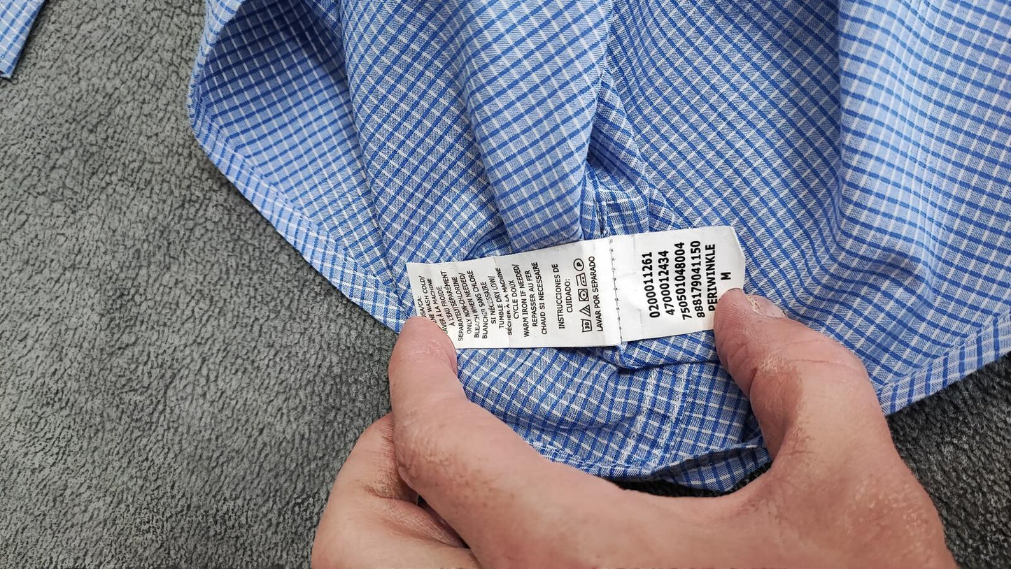 Vintage Chaps Checked Short Sleeve Shirt Large Blue White 90s Retro Casual Dad