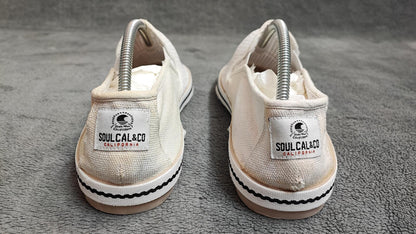 Vintage SoulCal Mesh Slip On Trainers Cream White Shoes Men Size UK 8 EU 42