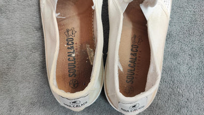 Vintage SoulCal Mesh Slip On Trainers Cream White Shoes Men Size UK 8 EU 42