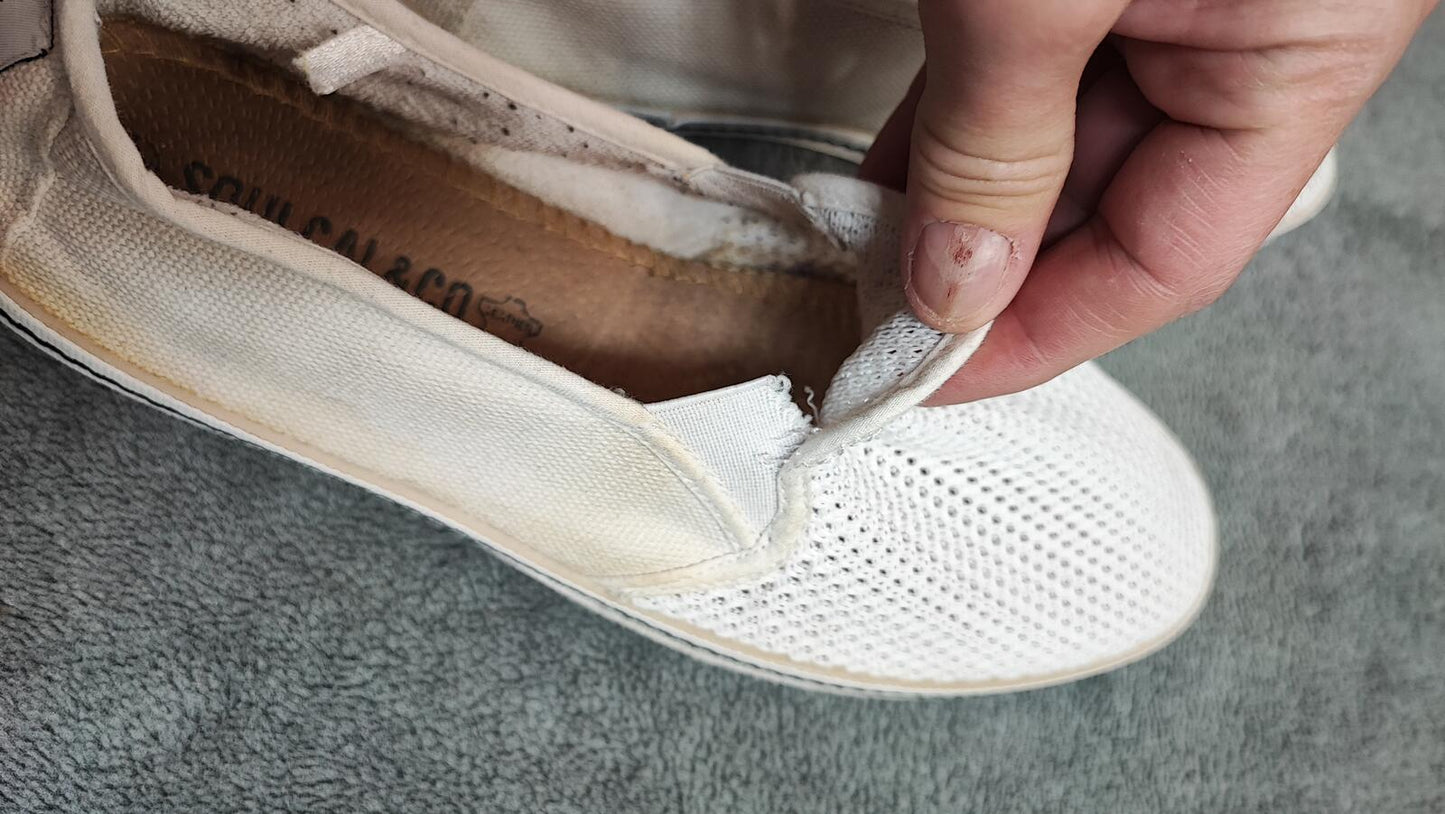 Vintage SoulCal Mesh Slip On Trainers Cream White Shoes Men Size UK 8 EU 42