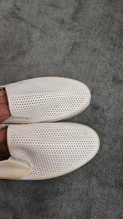 Vintage SoulCal Mesh Slip On Trainers Cream White Shoes Men Size UK 8 EU 42