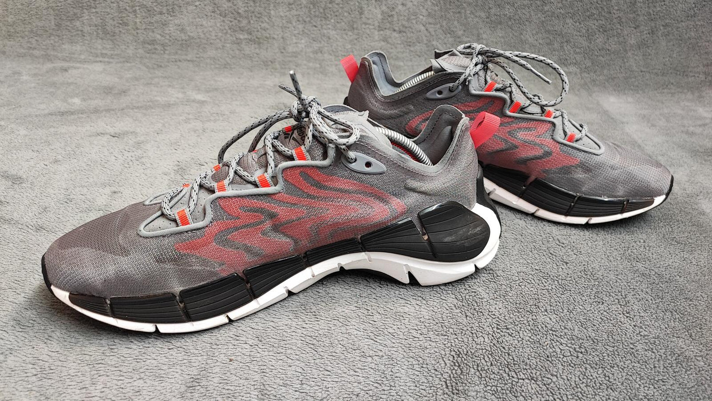 Vintage Reebok Zig Kinetica Grey Red Athletic Trainers Shoes Men Size UK 8 EU 42