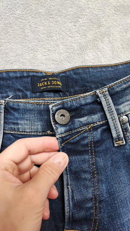 Vintage Jack & Jones Glenn Slim Fit Dark Wash Jeans Y2K Indie Streetwear Men's W31 L32