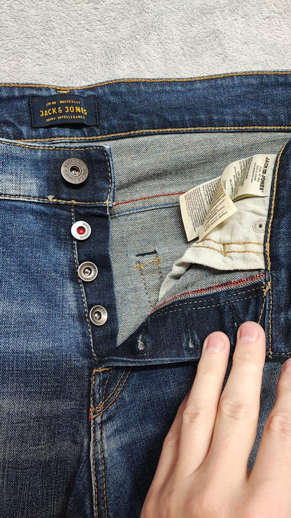 Vintage Jack & Jones Glenn Slim Fit Dark Wash Jeans Y2K Indie Streetwear Men's W31 L32