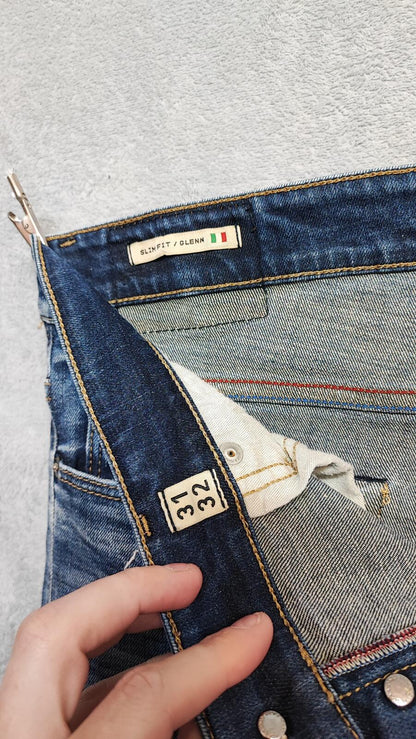 Vintage Jack & Jones Glenn Slim Fit Dark Wash Jeans Y2K Indie Streetwear Men's W31 L32