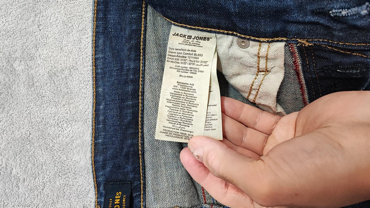 Vintage Jack & Jones Glenn Slim Fit Dark Wash Jeans Y2K Indie Streetwear Men's W31 L32