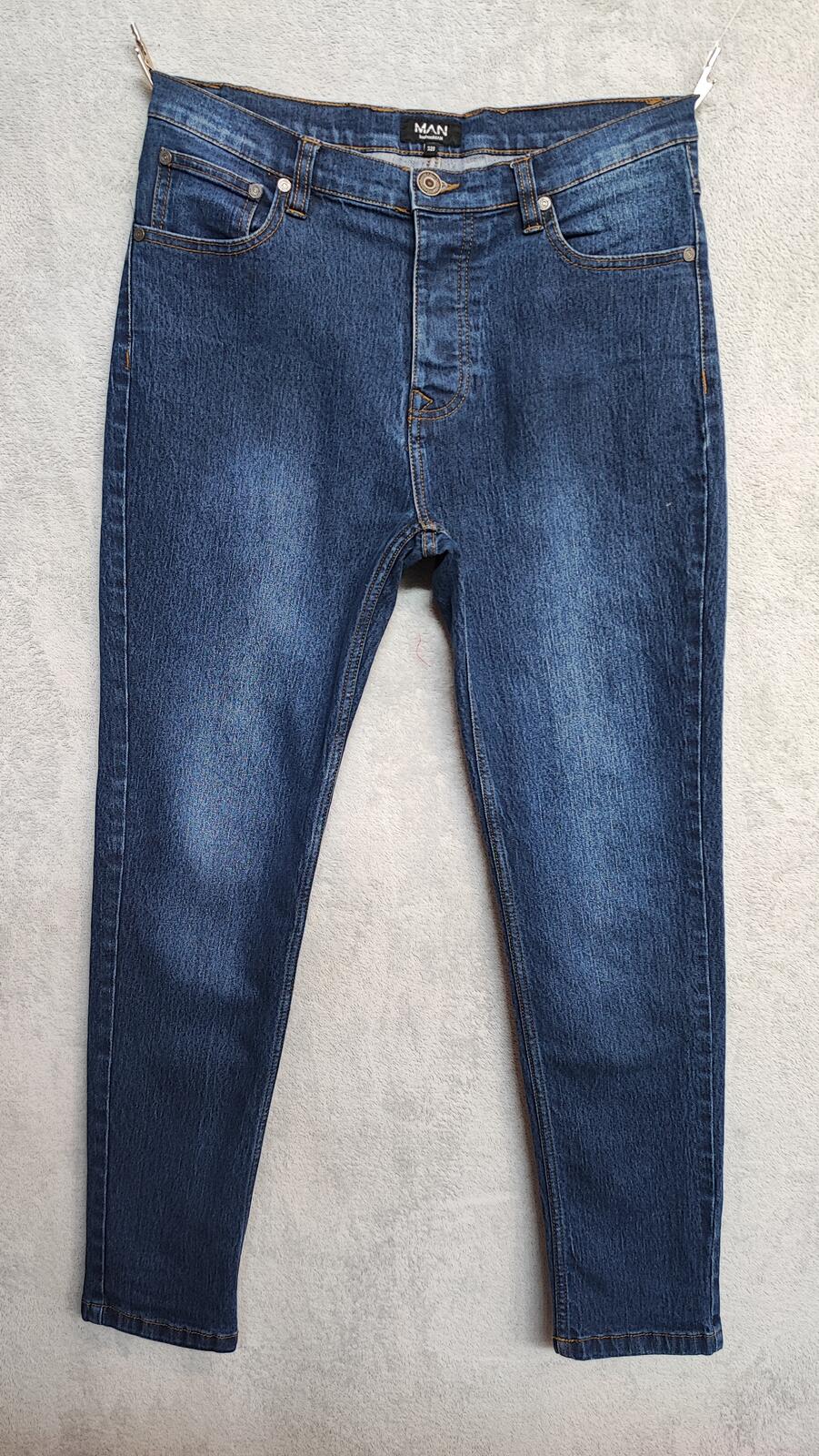 Vintage Boohoo Man Navy Blue Dark Wash Jeans Y2K Retro Streetwear Men's W32 L31