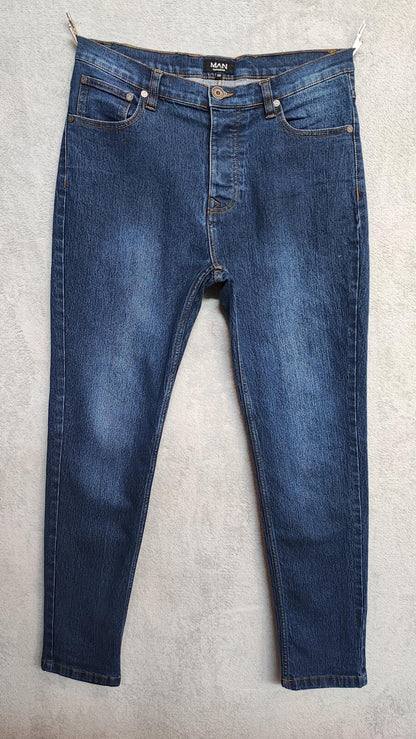 Vintage Boohoo Man Navy Blue Dark Wash Jeans Y2K Retro Streetwear Men's W32 L31