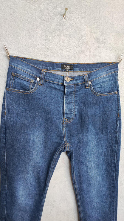 Vintage Boohoo Man Navy Blue Dark Wash Jeans Y2K Retro Streetwear Men's W32 L31