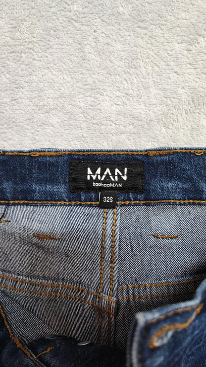 Vintage Boohoo Man Navy Blue Dark Wash Jeans Y2K Retro Streetwear Men's W32 L31