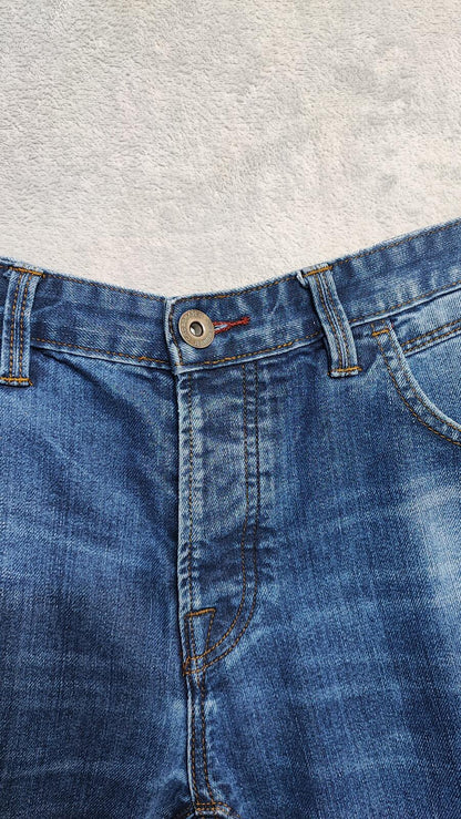 Vintage Crosshatch Navy Blue Dark Wash Jeans Y2K Retro Streetwear Men's W34 L32