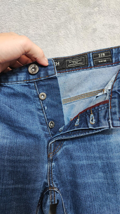 Vintage Crosshatch Navy Blue Dark Wash Jeans Y2K Retro Streetwear Men's W34 L32