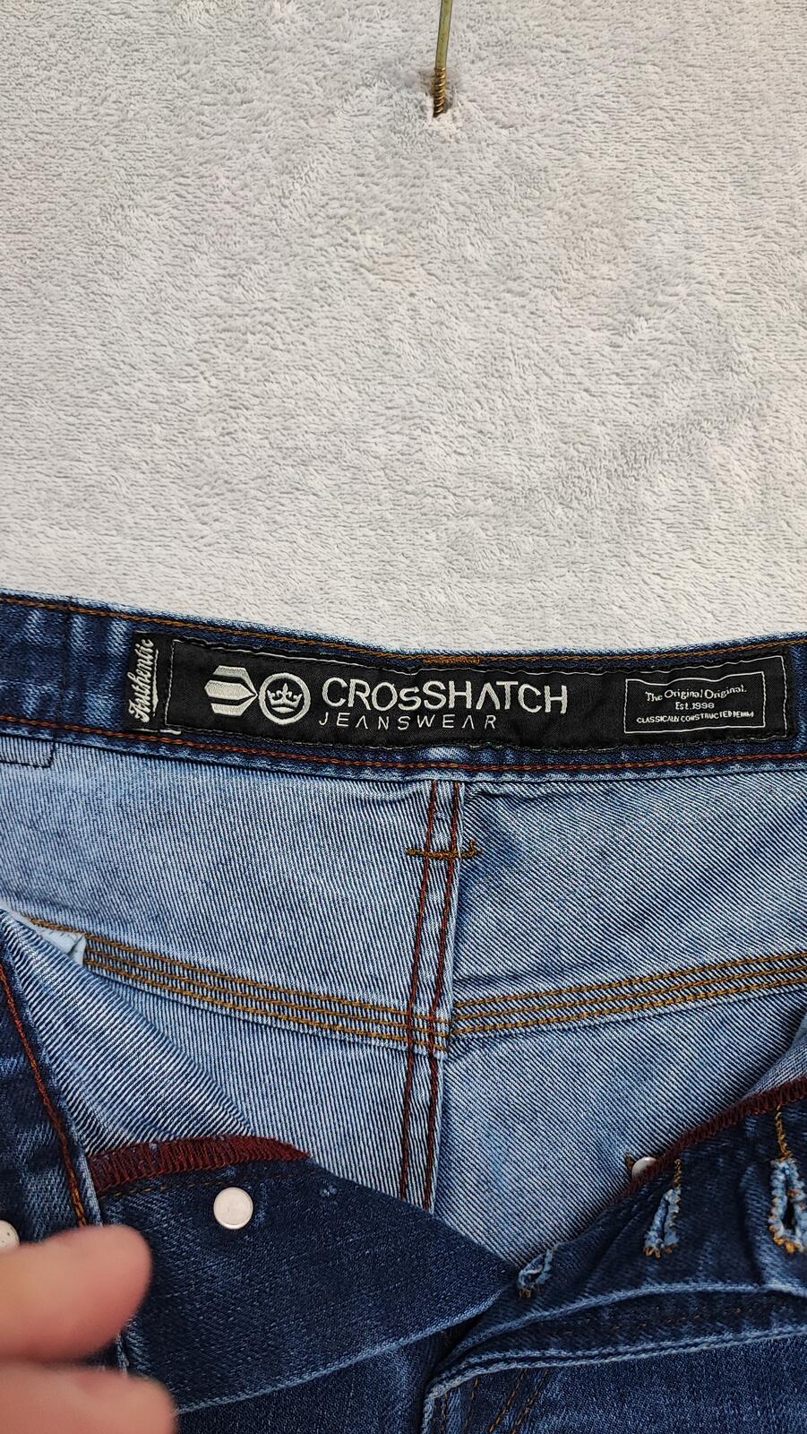 Vintage Crosshatch Navy Blue Dark Wash Jeans Y2K Retro Streetwear Men's W34 L32