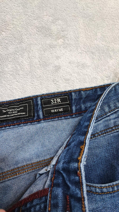 Vintage Crosshatch Navy Blue Dark Wash Jeans Y2K Retro Streetwear Men's W34 L32