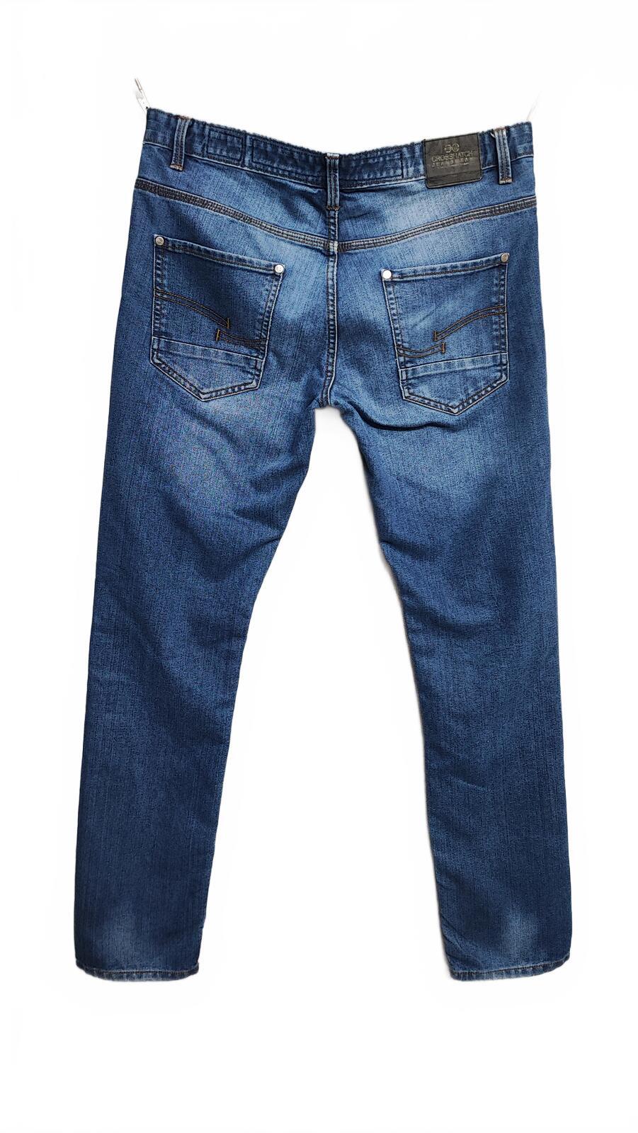 Vintage Crosshatch Navy Blue Dark Wash Jeans Y2K Retro Streetwear Men's W34 L32