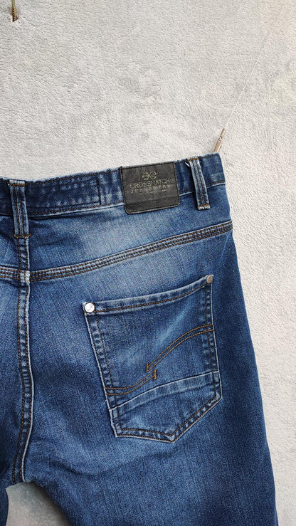 Vintage Crosshatch Navy Blue Dark Wash Jeans Y2K Retro Streetwear Men's W34 L32