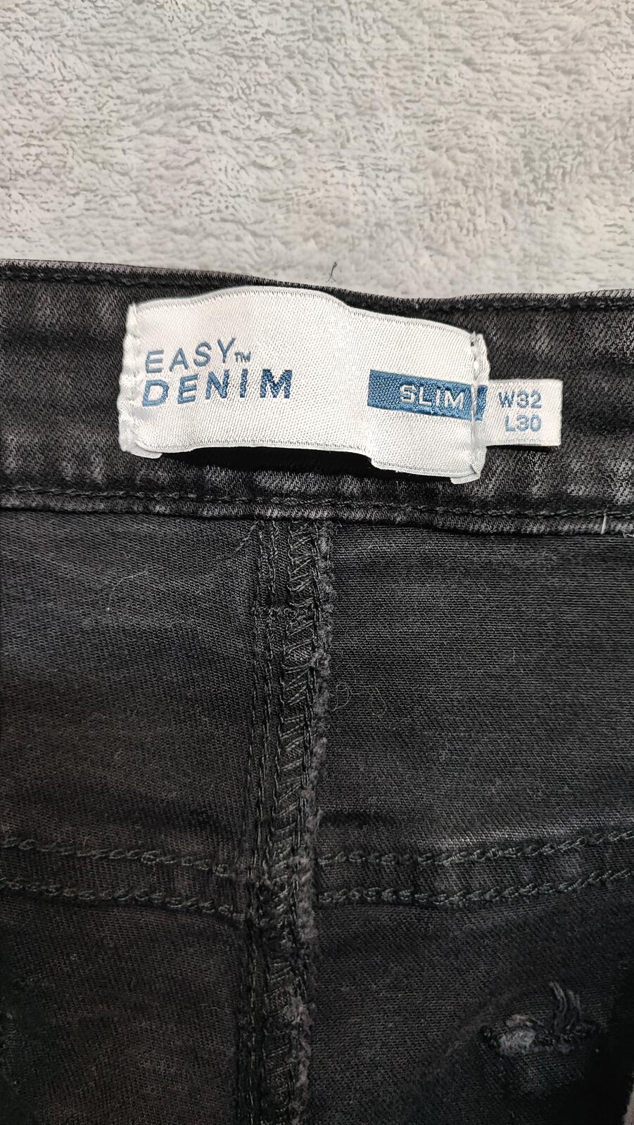 Vintage Easy Faded Black Wash Slim Fit Jeans Y2K Retro Streetwear Men's W32 L30