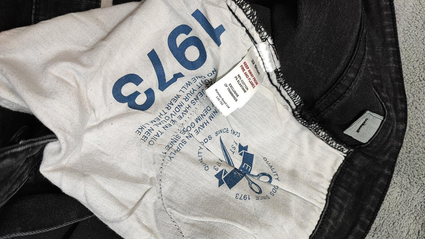 Vintage Easy Faded Black Wash Slim Fit Jeans Y2K Retro Streetwear Men's W32 L30