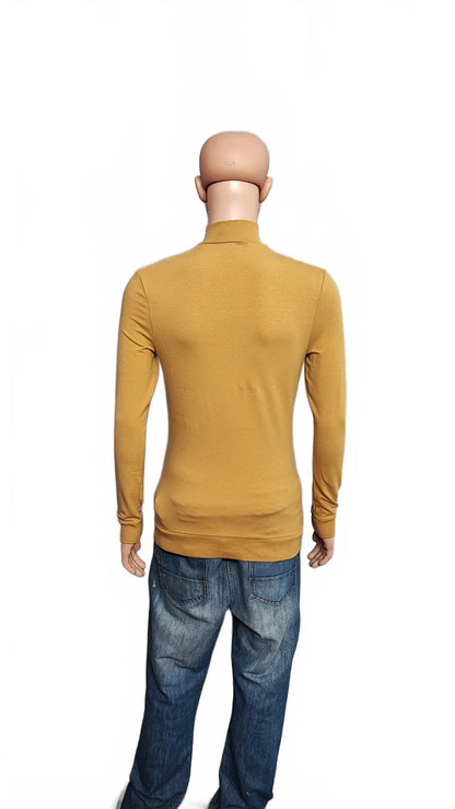 Vintage Asos Design Plain Mustard Yellow Crewneck Long Sleeve Top Men Size Small