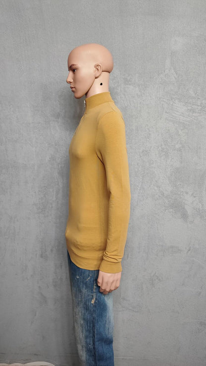 Vintage Asos Design Plain Mustard Yellow Crewneck Long Sleeve Top Men Size Small