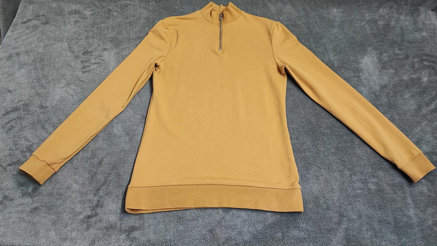 Vintage Asos Design Plain Mustard Yellow Crewneck Long Sleeve Top Men Size Small