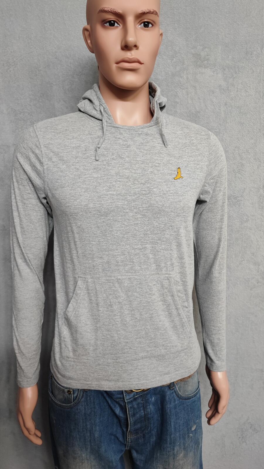 Vintage Brave Soul London Hooded Henley Top Marl Grey Retro Y2K Men's Size Small