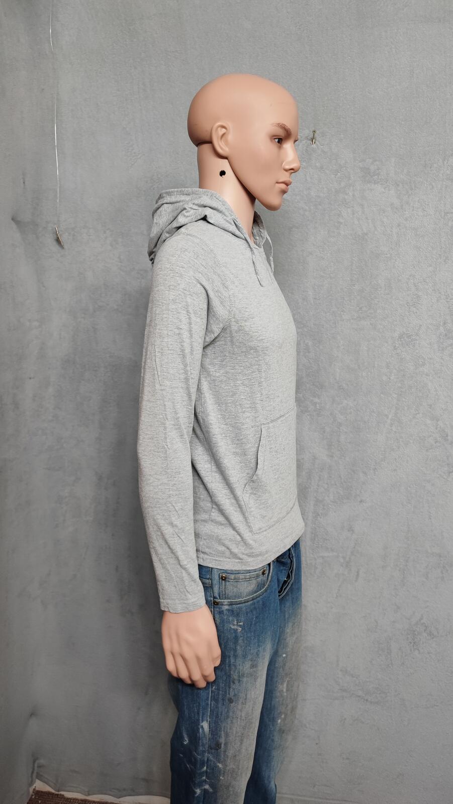 Vintage Brave Soul London Hooded Henley Top Marl Grey Retro Y2K Men's Size Small