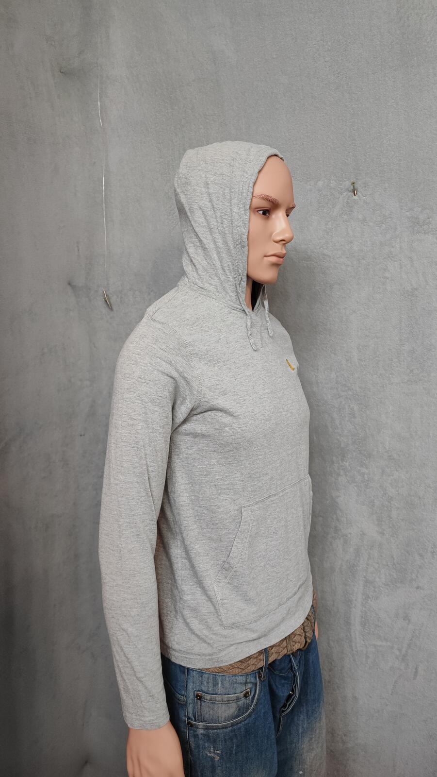 Vintage Brave Soul London Hooded Henley Top Marl Grey Retro Y2K Men's Size Small