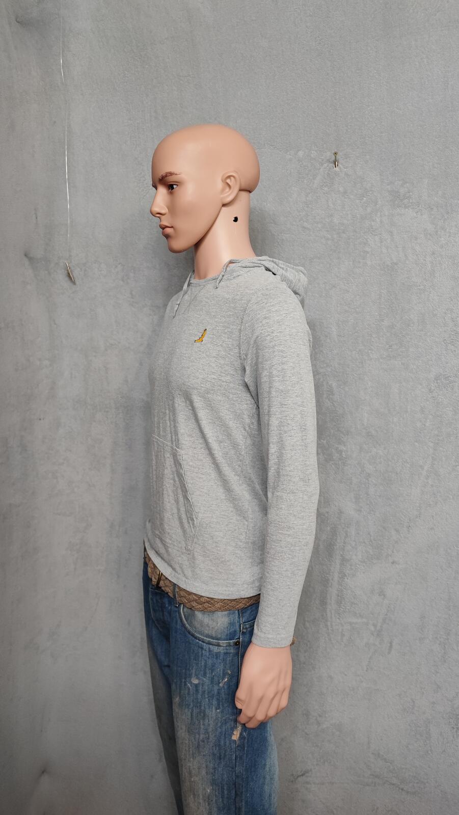 Vintage Brave Soul London Hooded Henley Top Marl Grey Retro Y2K Men's Size Small