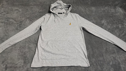 Vintage Brave Soul London Hooded Henley Top Marl Grey Retro Y2K Men's Size Small