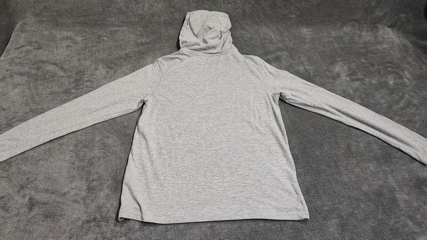Vintage Brave Soul London Hooded Henley Top Marl Grey Retro Y2K Men's Size Small