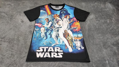 Vintage Star Wars Graphic T-Shirt Faded Black Sci-Fi Retro Y2K Men's Size Small S