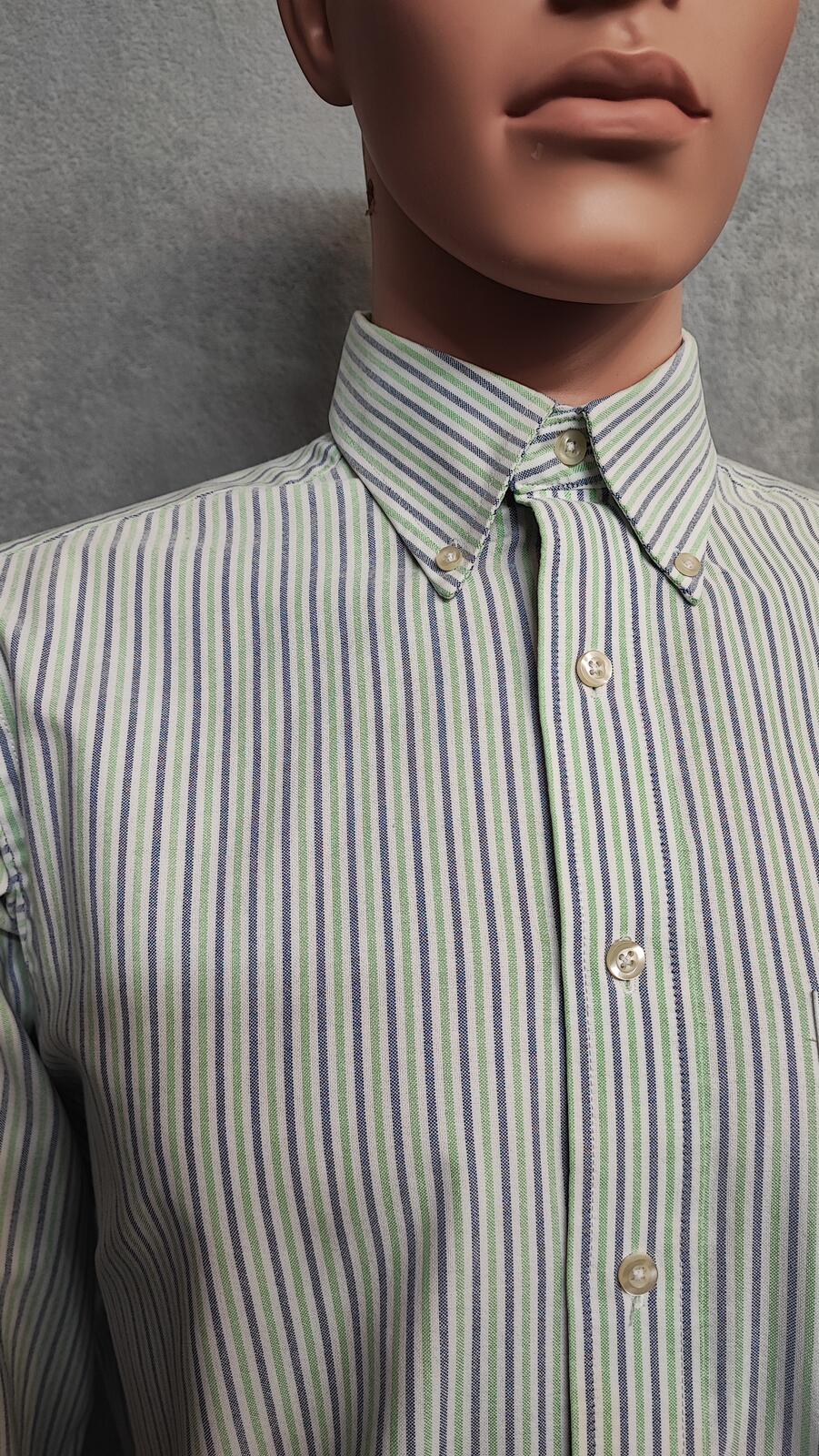 Vintage Chaps Western Striped Long Sleeve Shirt Blue Green Men's Size Large L