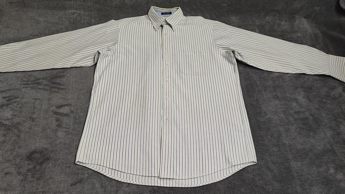 Vintage Chaps Western Striped Long Sleeve Shirt Blue Green Men's Size Large L
