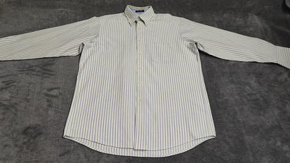 Vintage Chaps Western Striped Long Sleeve Shirt Blue Green Men's Size Large L