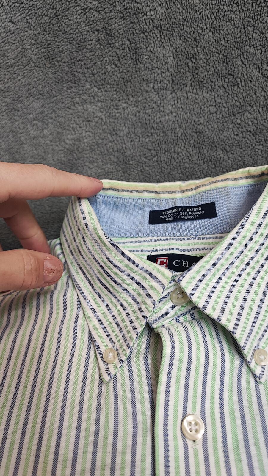 Vintage Chaps Western Striped Long Sleeve Shirt Blue Green Men's Size Large L