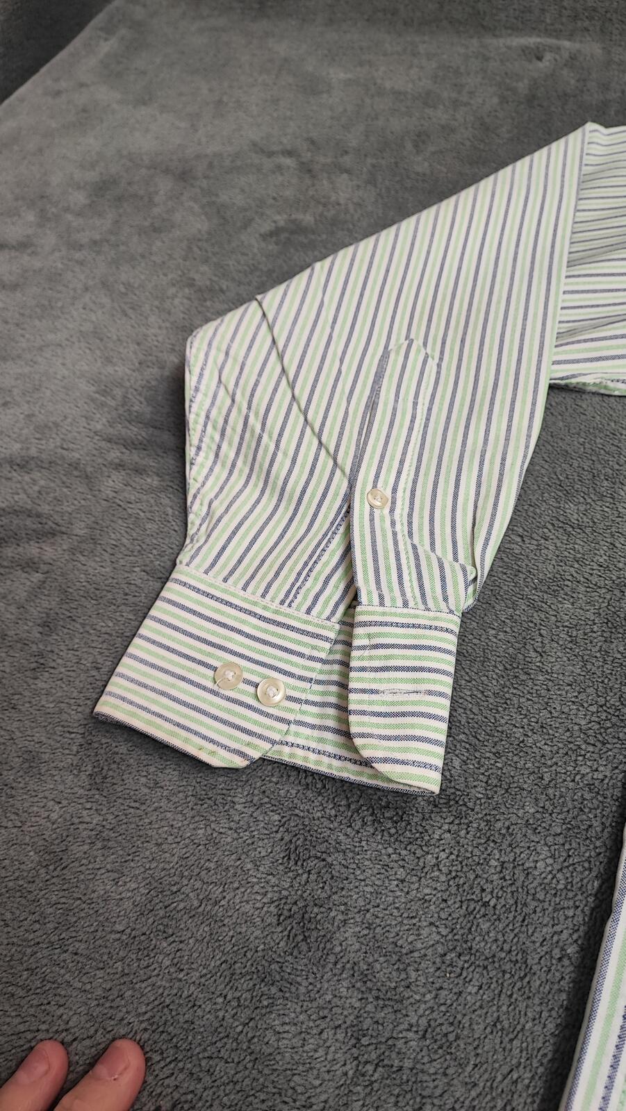 Vintage Chaps Western Striped Long Sleeve Shirt Blue Green Men's Size Large L