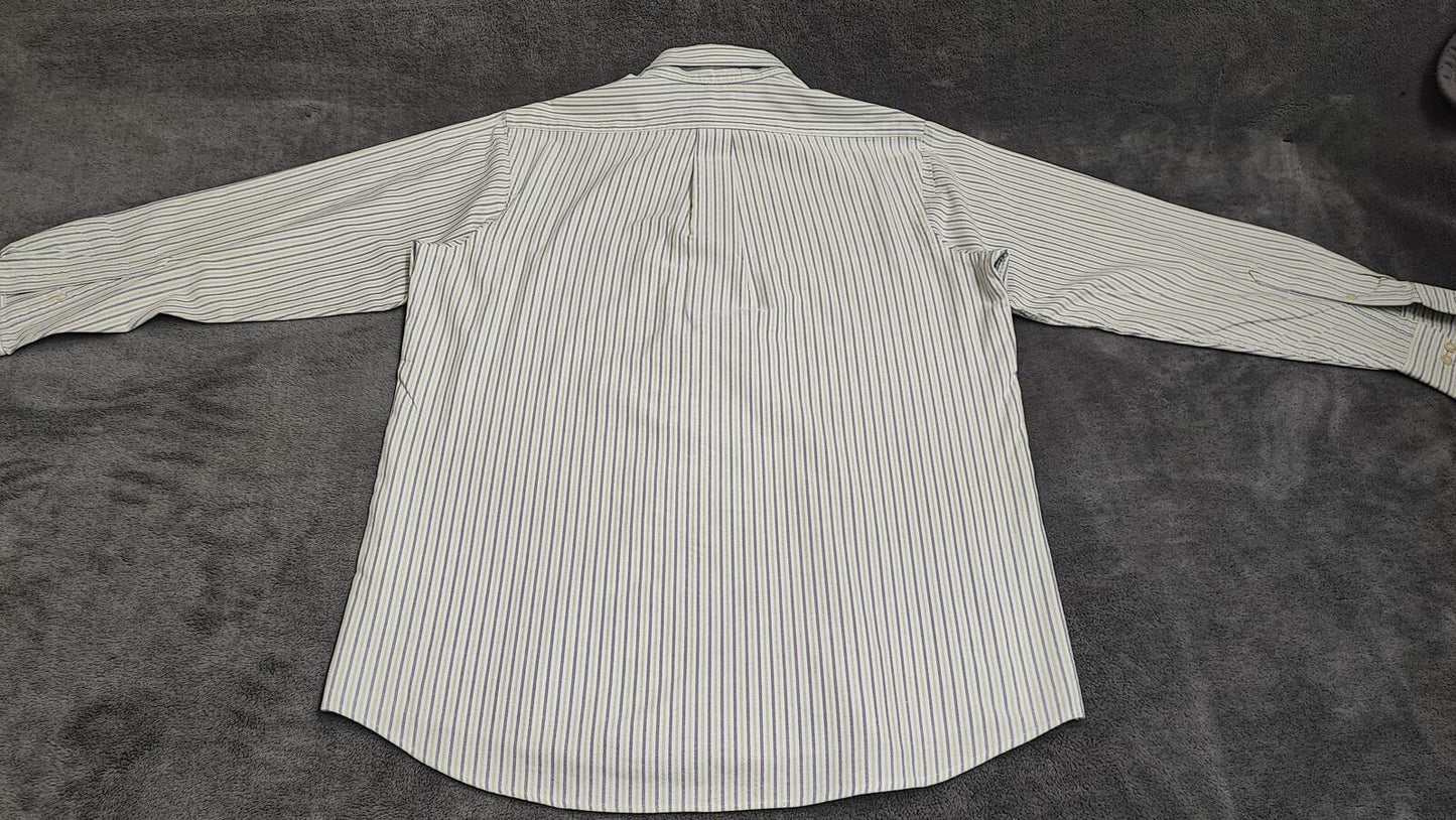Vintage Chaps Western Striped Long Sleeve Shirt Blue Green Men's Size Large L