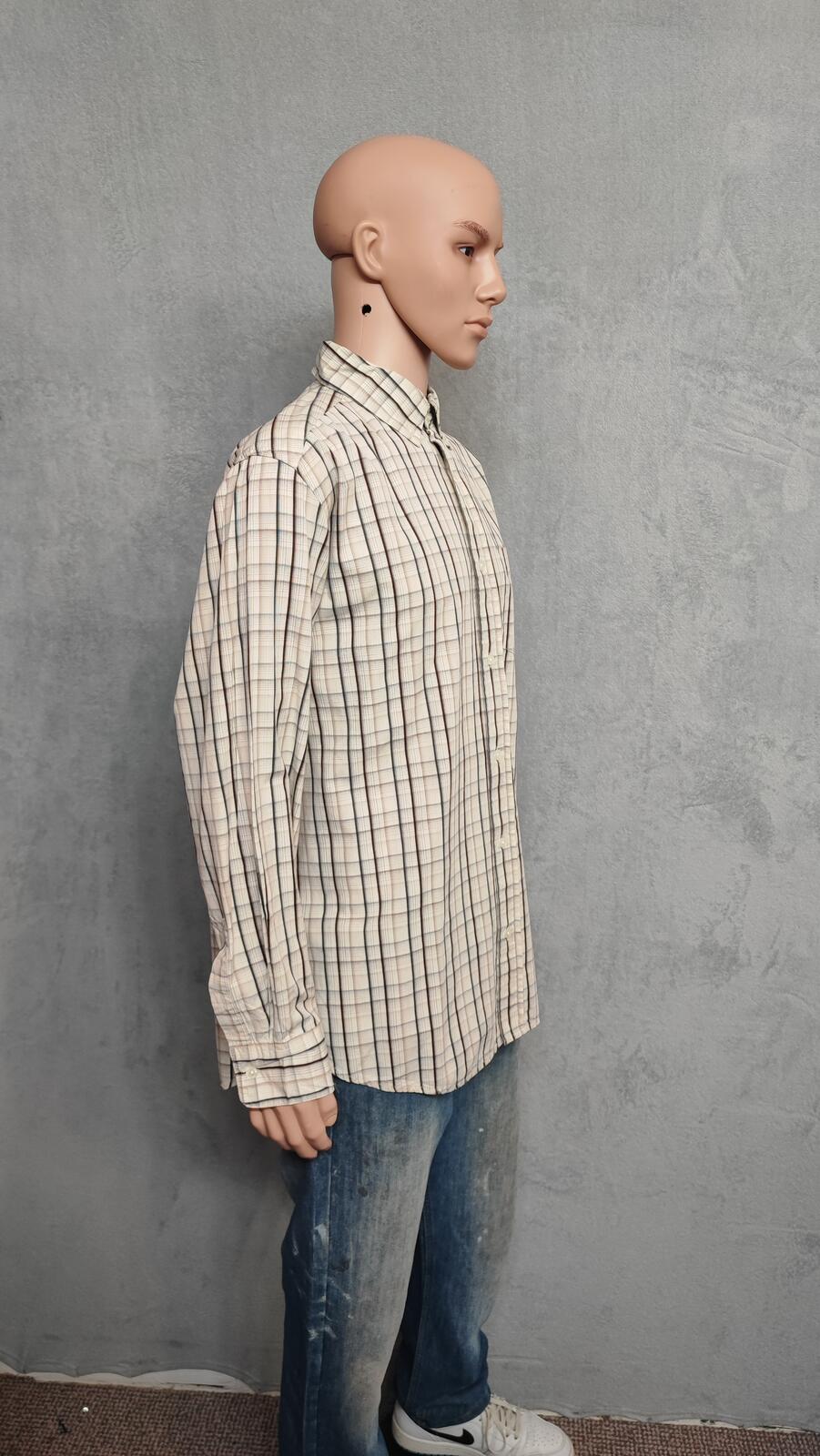 Vintage Old Navy Checked Long Sleeve Preppy Shirt Beige Men Size XL