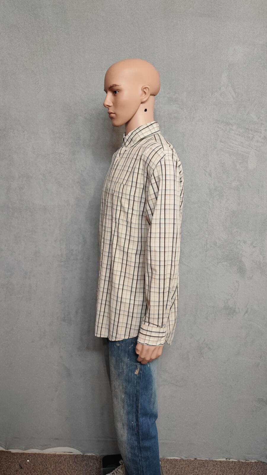 Vintage Old Navy Checked Long Sleeve Preppy Shirt Beige Men Size XL