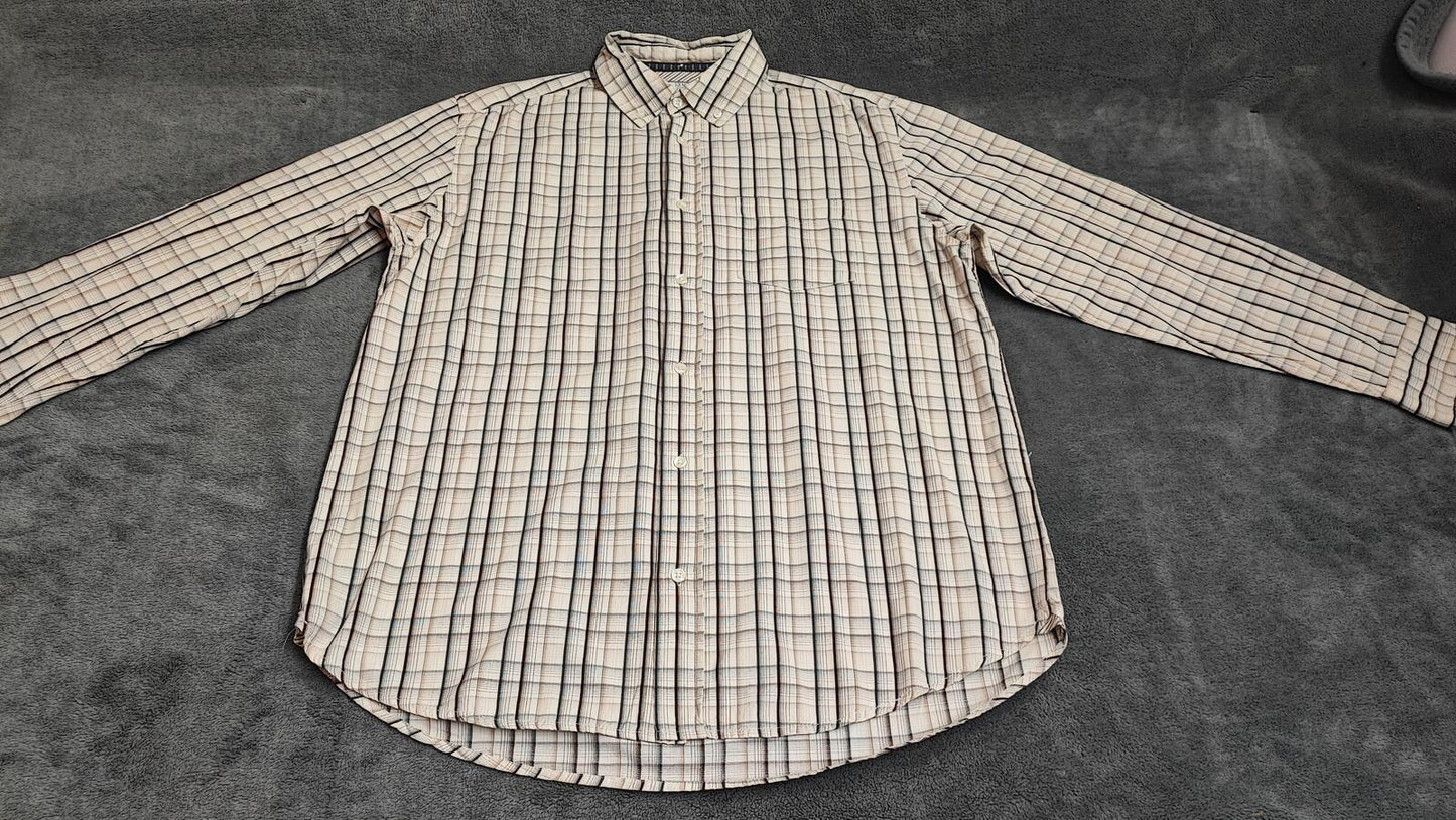Vintage Old Navy Checked Long Sleeve Preppy Shirt Beige Men Size XL