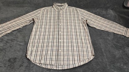 Vintage Old Navy Checked Long Sleeve Preppy Shirt Beige Men Size XL