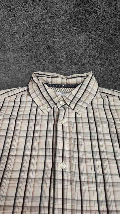 Vintage Old Navy Checked Long Sleeve Preppy Shirt Beige Men Size XL