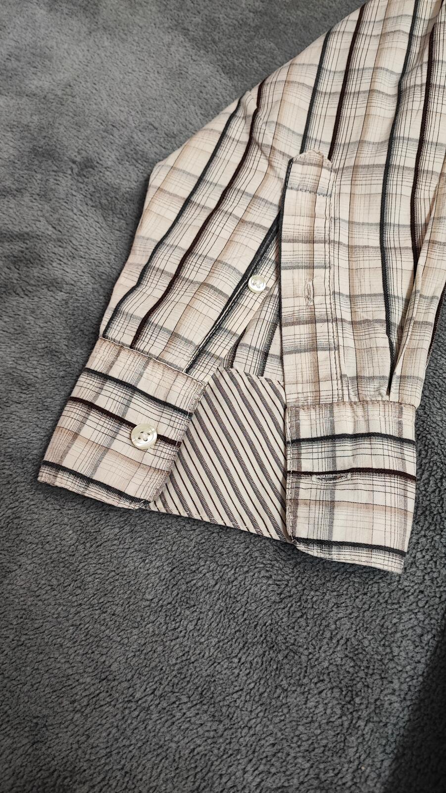 Vintage Old Navy Checked Long Sleeve Preppy Shirt Beige Men Size XL