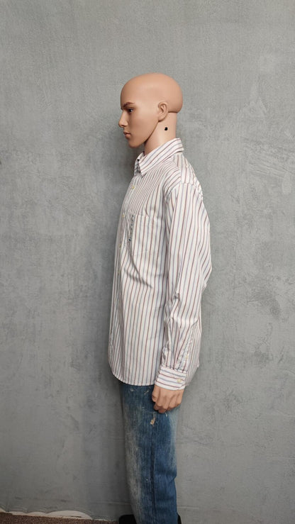 Vintage Old Navy Striped Long Sleeve Shirt Red Black Men's Size XL Oversized
