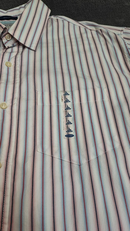 Vintage Old Navy Striped Long Sleeve Shirt Red Black Men's Size XL Oversized