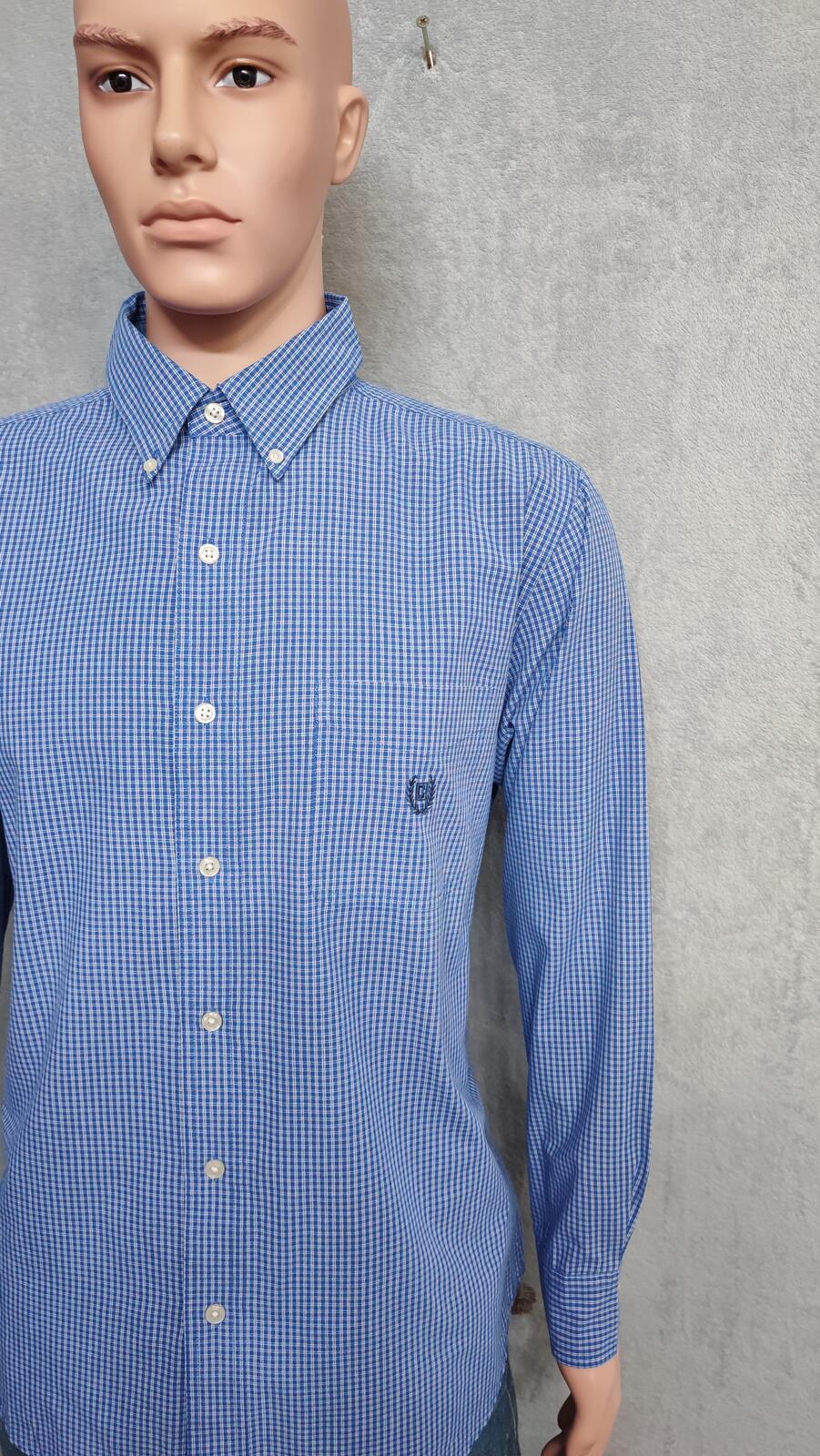 Vintage Chaps Checked Long Sleeve Shirt White Blue Men's Size XL